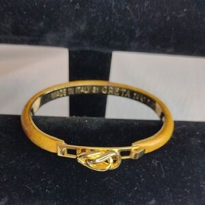 "Made In Italy By Greta" Elegant 24kt Gold Plated LeatherBangle Bracelet Vintage